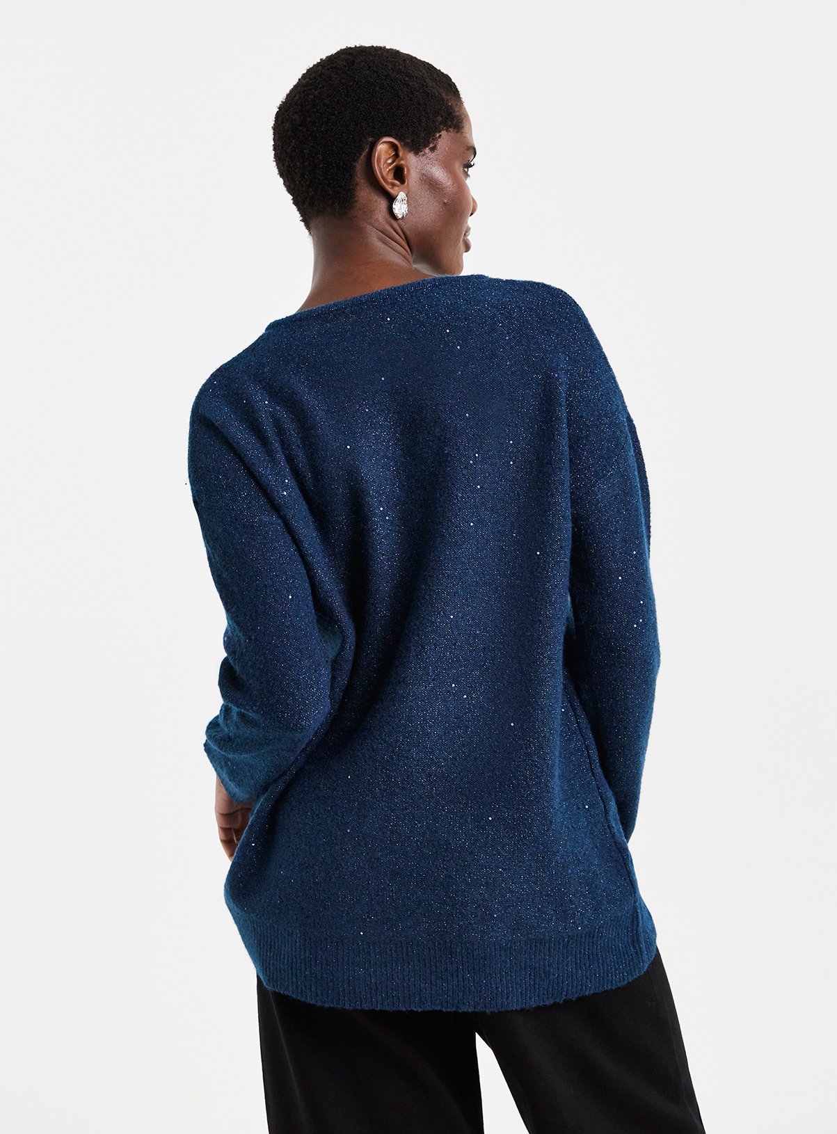 JD WILLIAMS Sequin Glitter Knit Longline Jumper 12-14 - Image 4 thumbnail