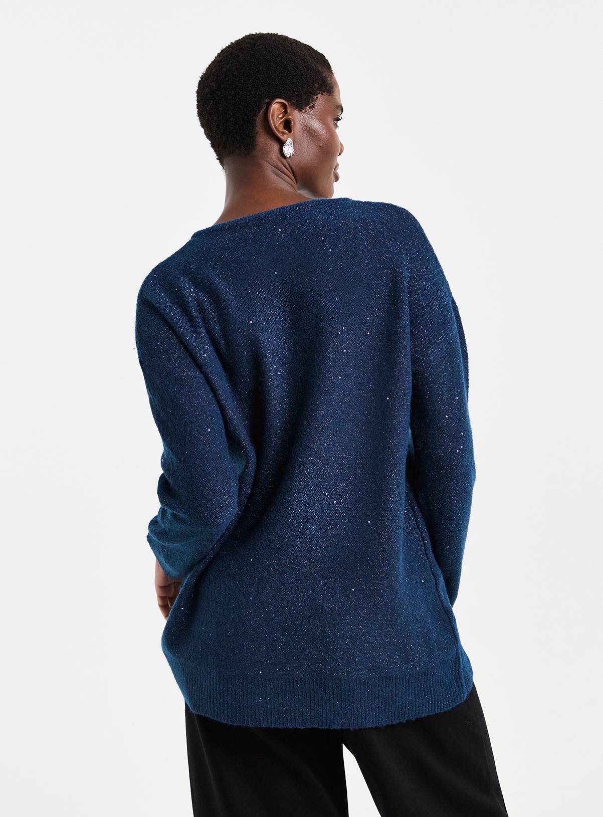 JD WILLIAMS Sequin Glitter Knit Longline Jumper 12-14 - Image 4