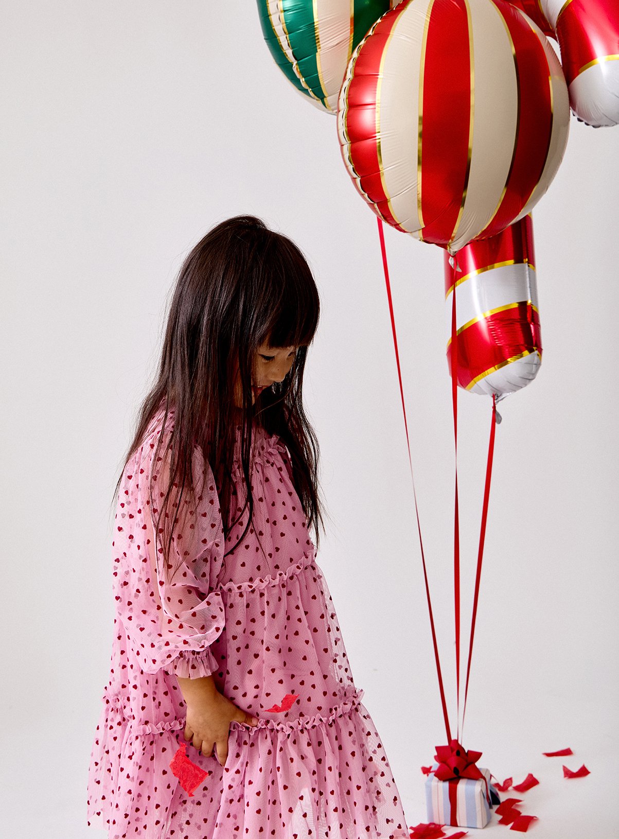 JOJO MAMAN BÉBÉ Heart Flocked Dress Mid Pink 2-3 Years - Image 2 thumbnail