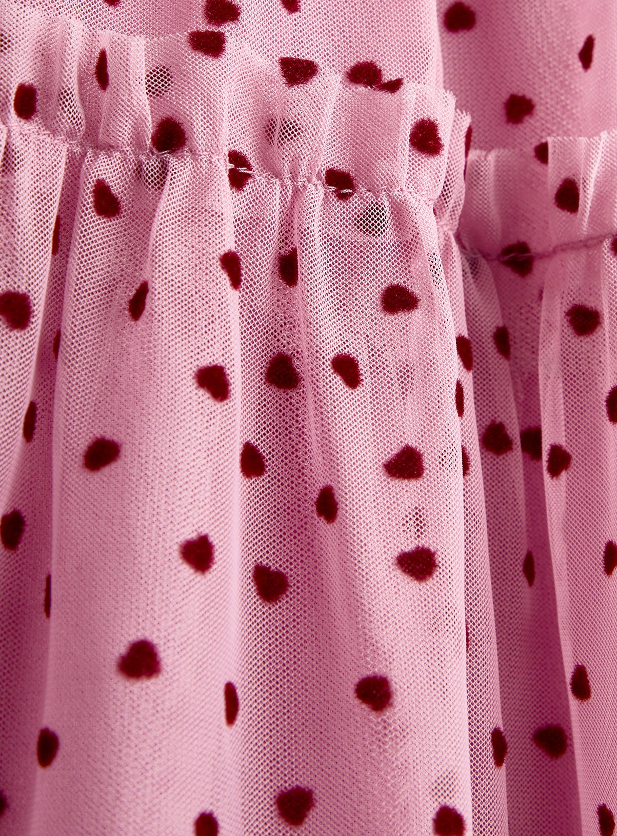 JOJO MAMAN BÉBÉ Heart Flocked Dress Mid Pink 2-3 Years - Image 4 thumbnail