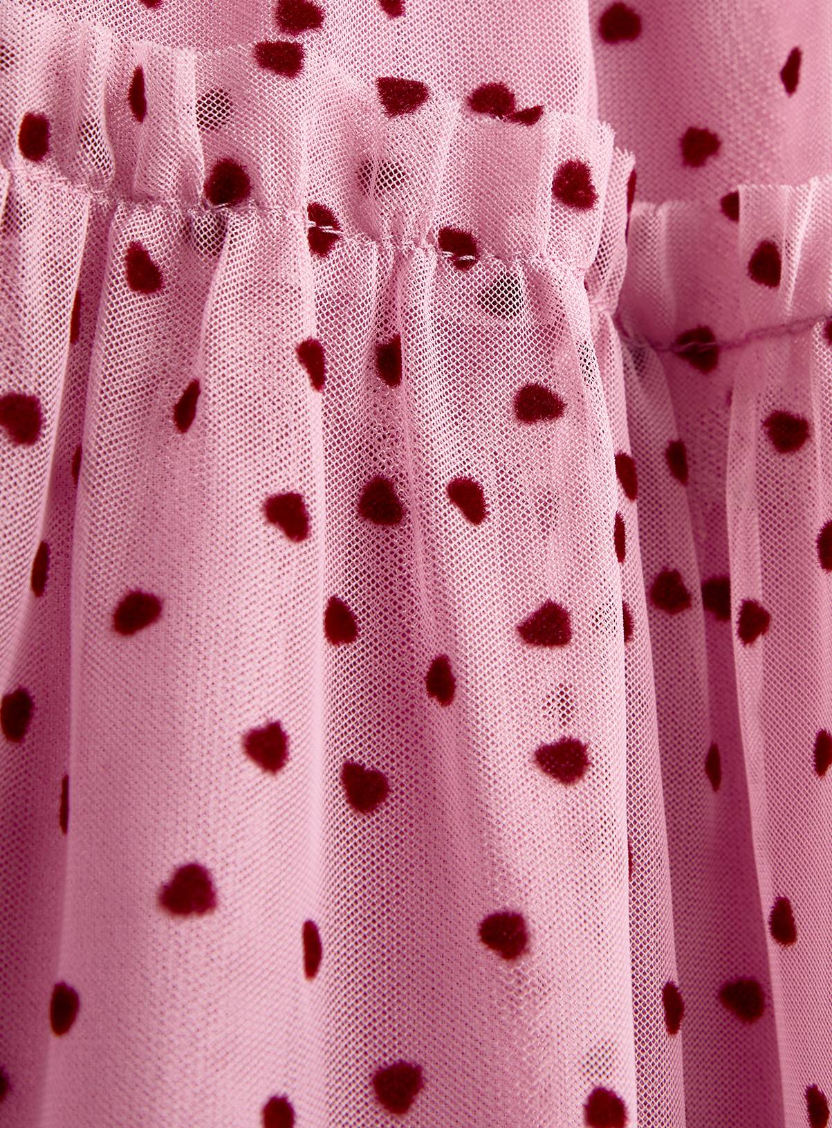 JOJO MAMAN BÉBÉ Heart Flocked Dress Mid Pink 2-3 Years - Image 4