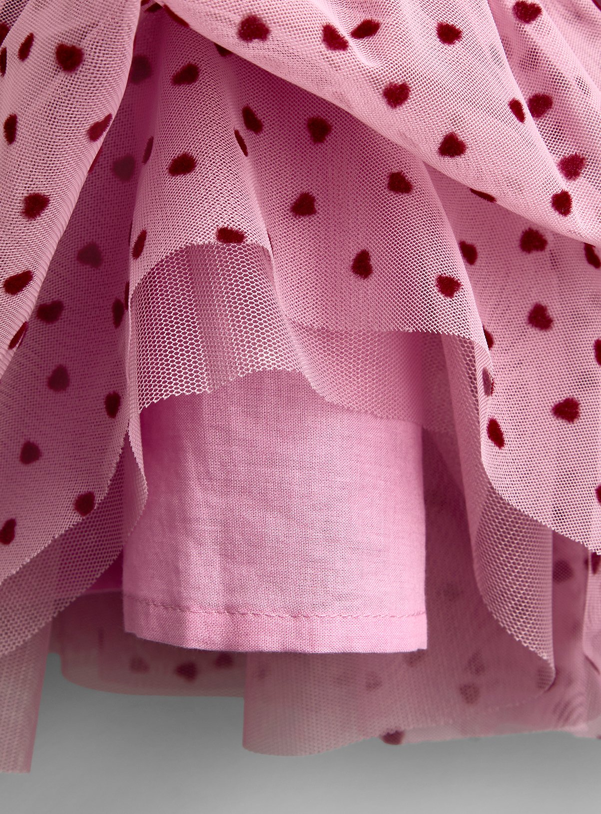 JOJO MAMAN BÉBÉ Heart Flocked Dress Mid Pink 2-3 Years - Image 5 thumbnail