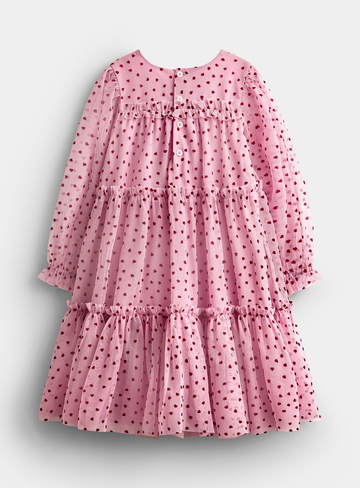 JOJO MAMAN BÉBÉ Heart Flocked Dress Mid Pink 2-3 Years - Image 6 thumbnail