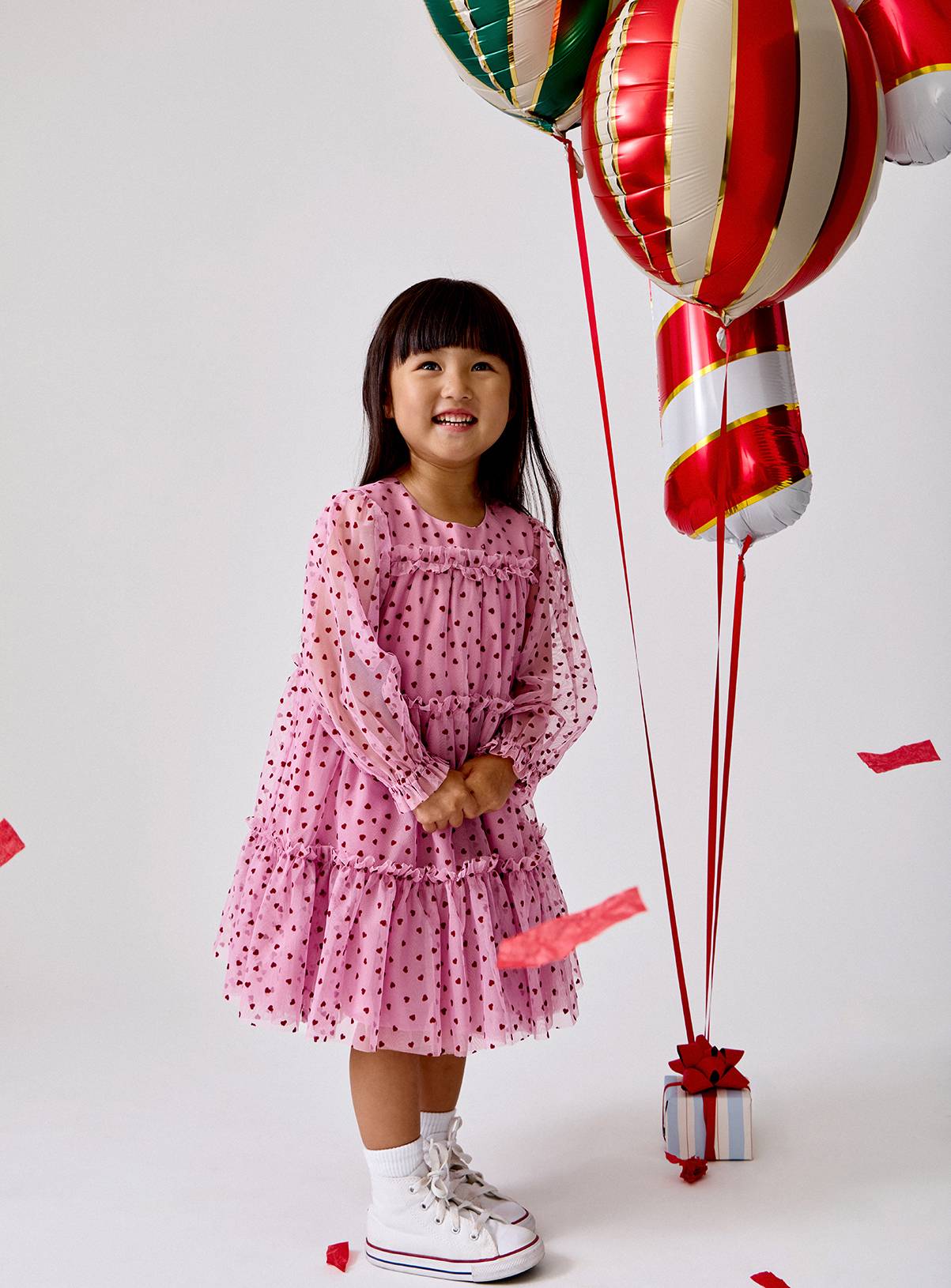 JOJO MAMAN BÉBÉ Heart Flocked Dress Mid Pink 2-3 Years - Image 7