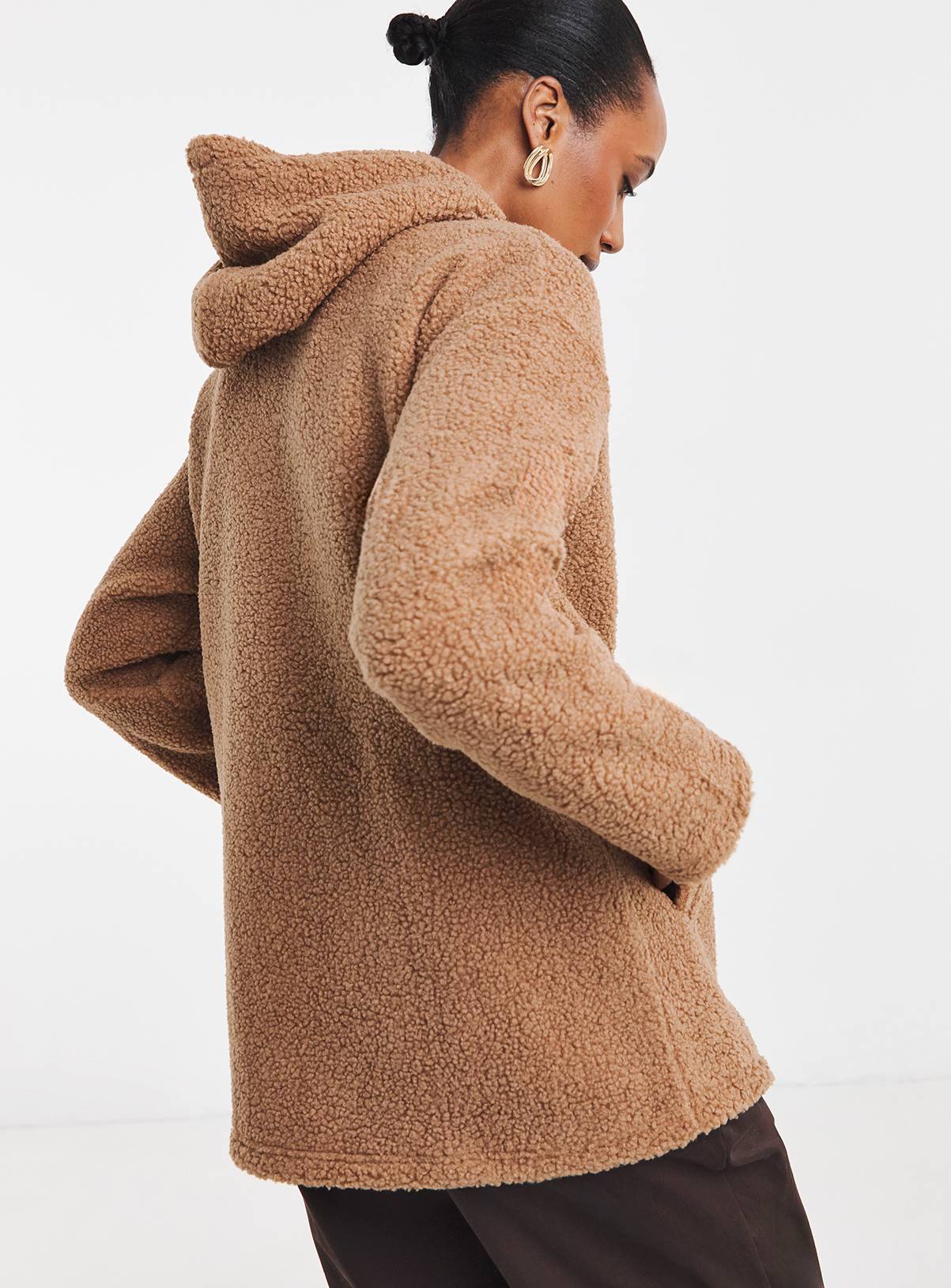 JD WILLIAMS Borg Longline Zip Through 10 - Image 2