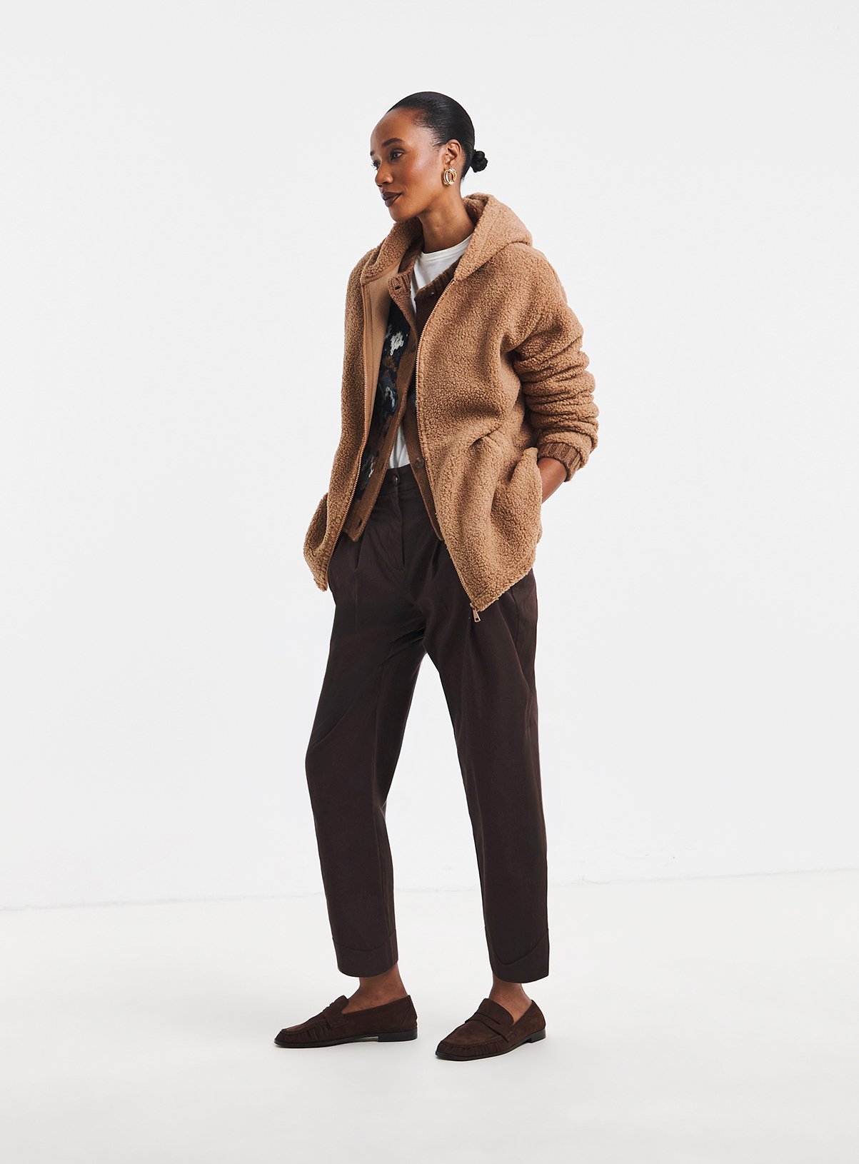 JD WILLIAMS Borg Longline Zip Through 10 - Image 4 thumbnail
