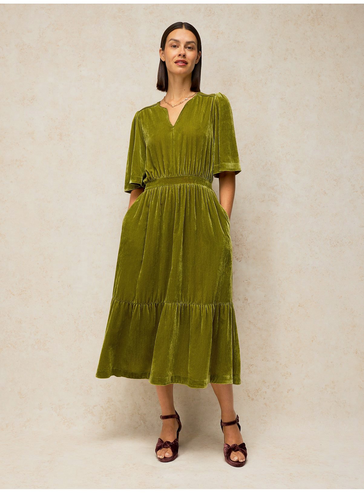 WHITE STUFF Nova Velvet Dress 10R - Image 1 thumbnail