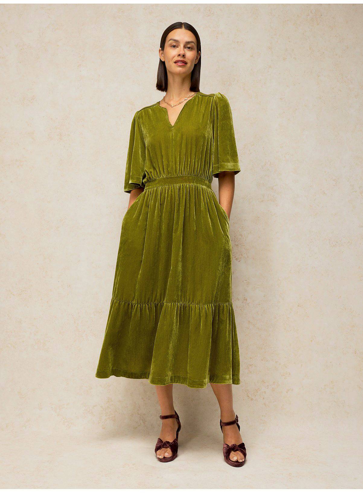WHITE STUFF Nova Velvet Dress 10R - Image 1