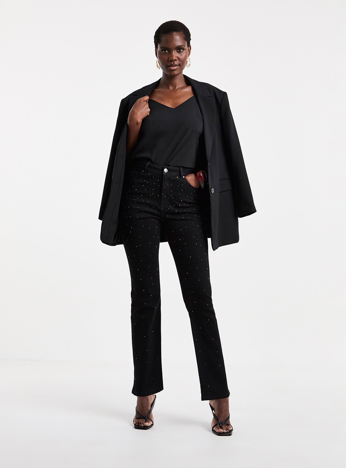 JD WILLIAMS Embellished Straight Leg Jeans 20 - Image 3 thumbnail