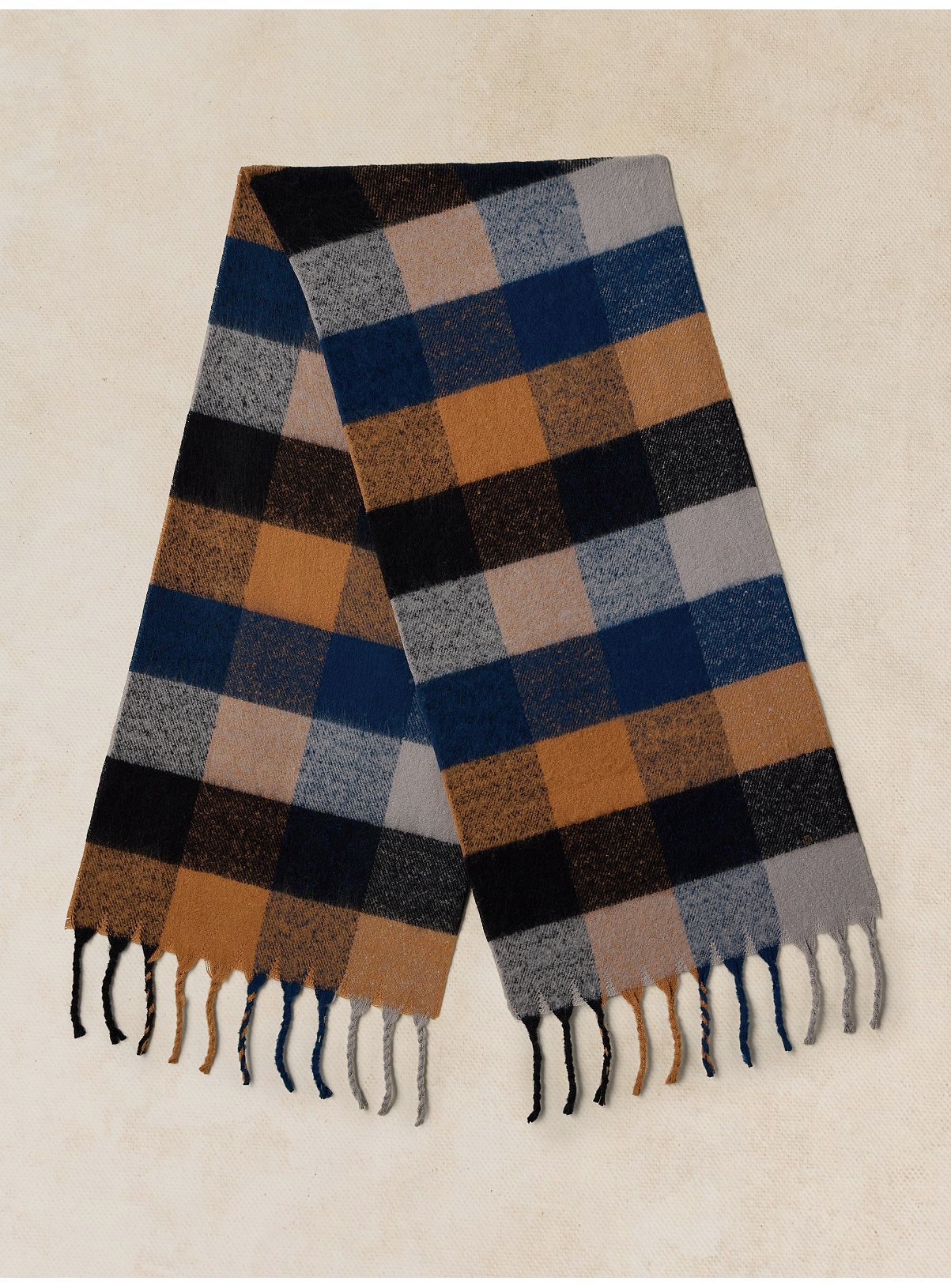 WHITE STUFF Samuel Brushed Check Scarf One Size - Image 2 thumbnail