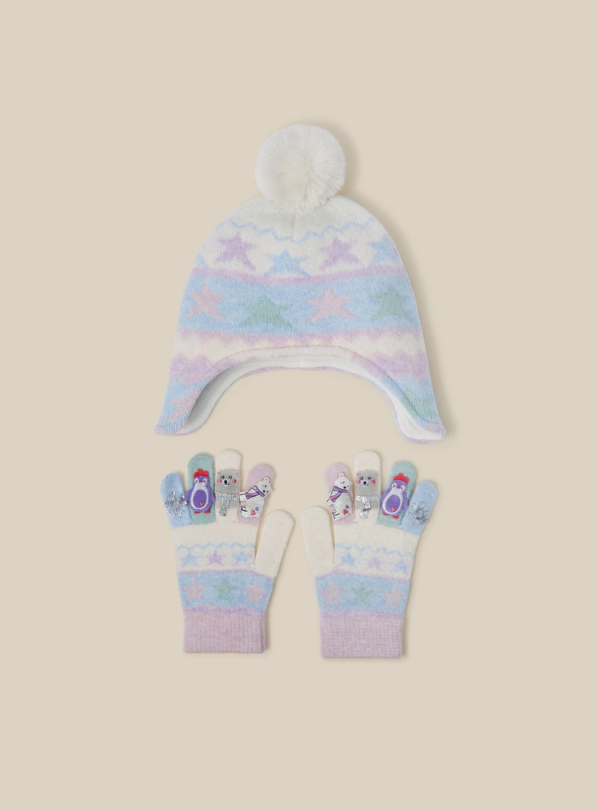 MONSOON Frozen Friends Trapper Hat & Gloves Set S/M - Image 1 thumbnail