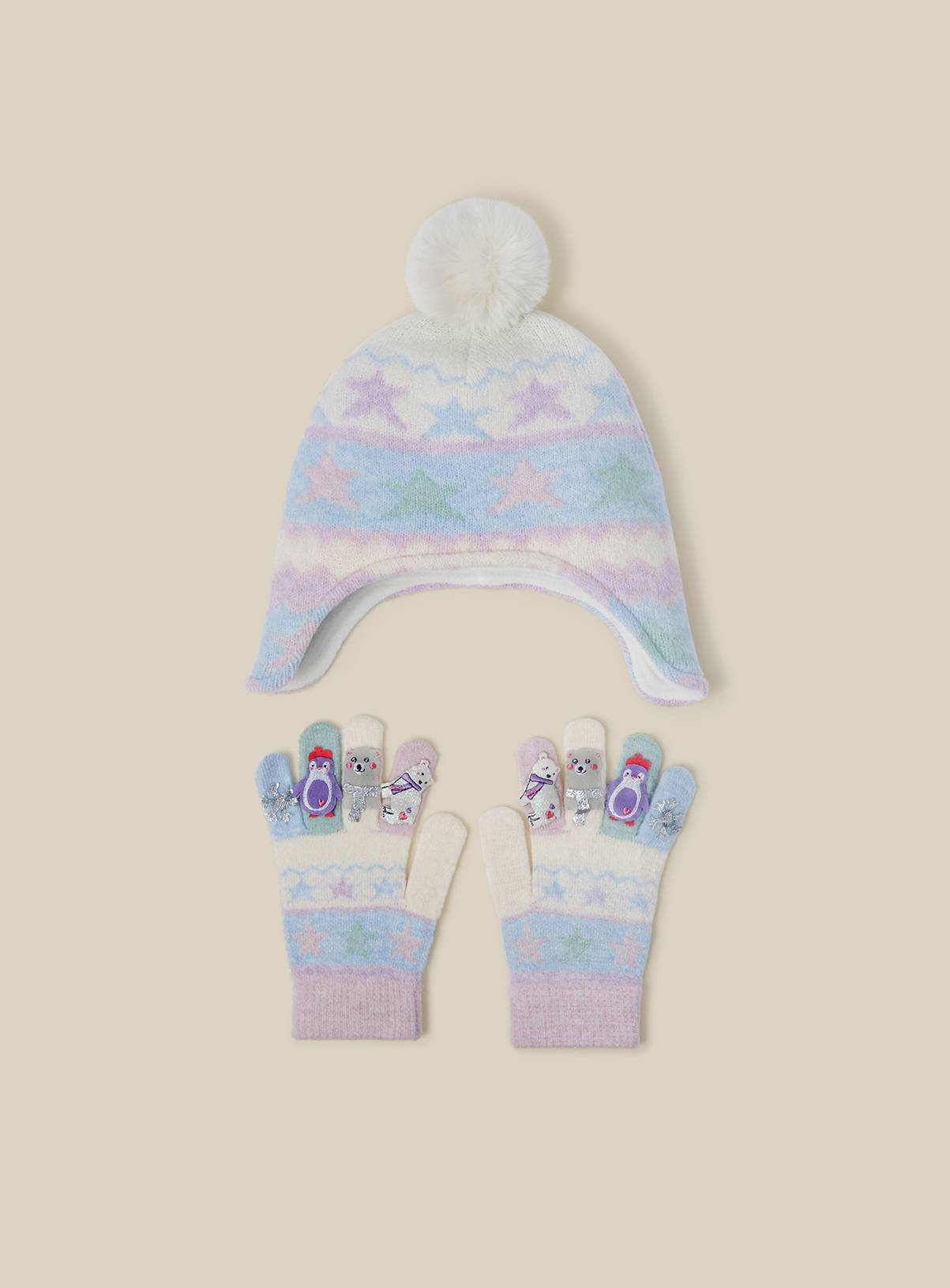 MONSOON Frozen Friends Trapper Hat & Gloves Set S/M - Image 1