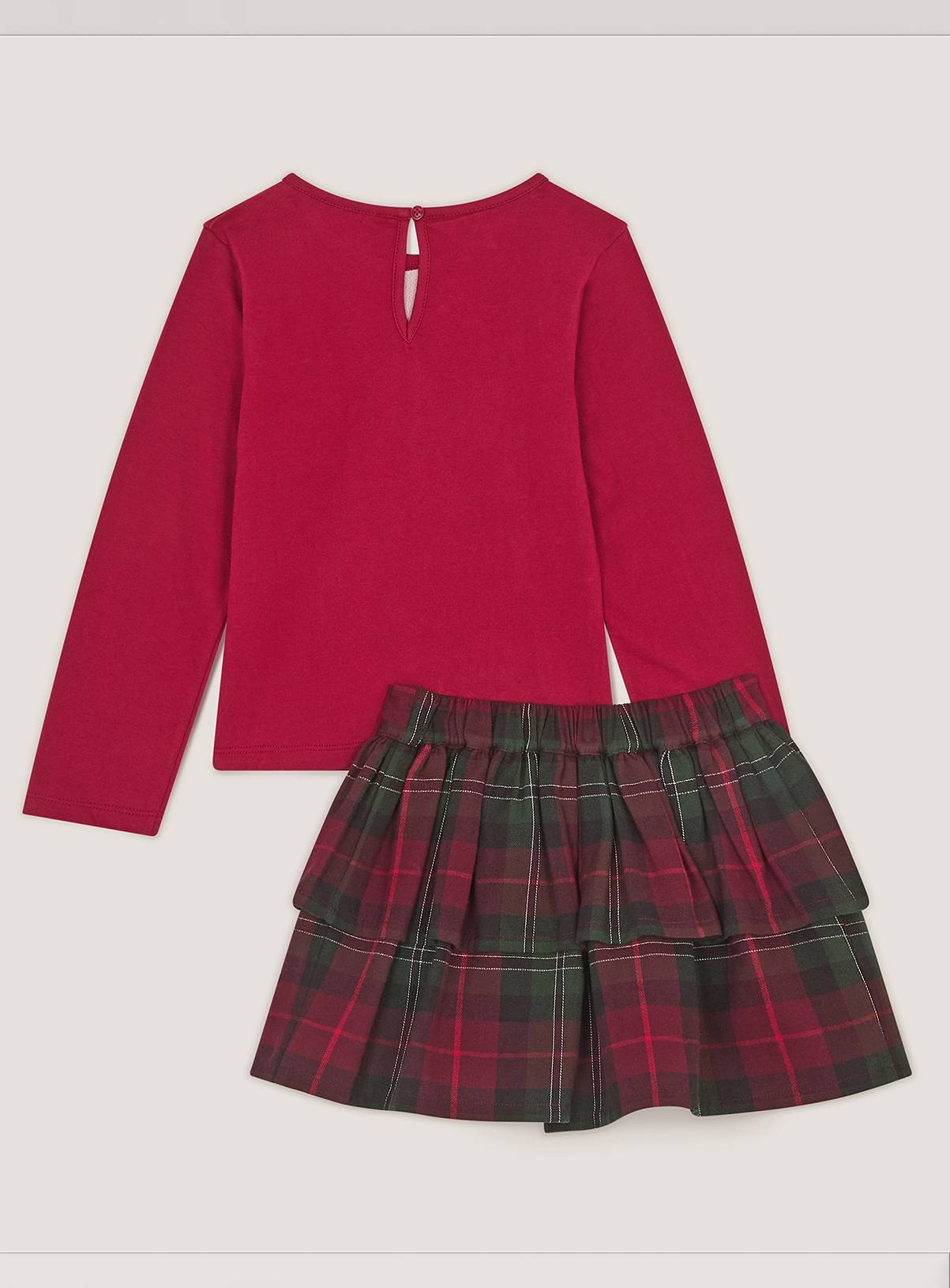 MONSOON Christmas Tree Top & Tartan Skort Set 9-10 years - Image 3