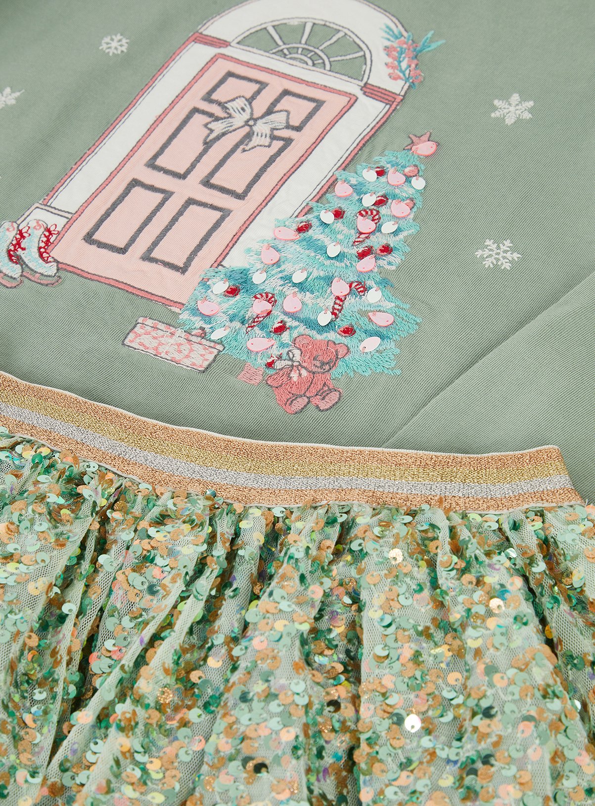 MONSOON Christmas Top & Sequin Disco Skirt Set 7-8 years - Image 3 thumbnail
