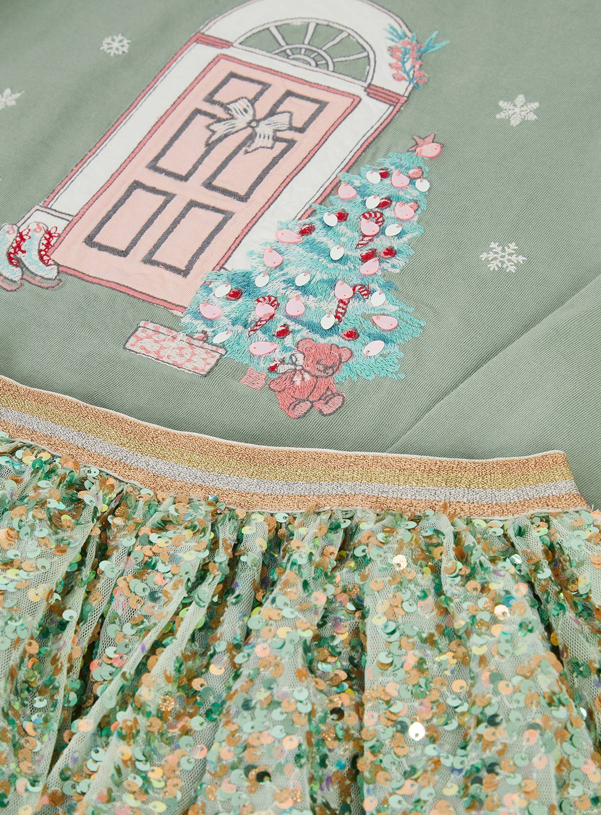 MONSOON Christmas Top & Sequin Disco Skirt Set 7-8 years - Image 3