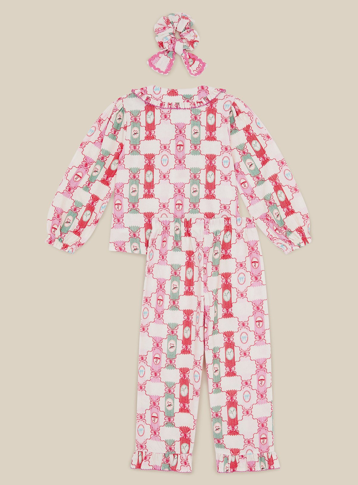 MONSOON Christmas Cracker Long Pyjamas & Hair Scrunchie Set 7-8 years - Image 3 thumbnail