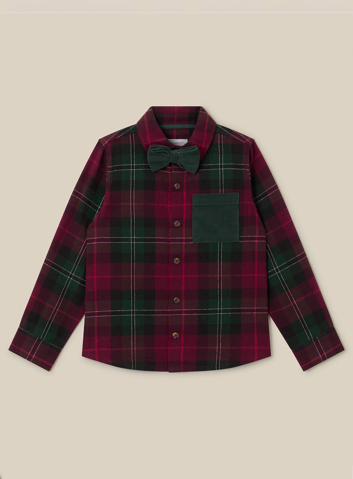 MONSOON Check Print Cotton Christmas Shirt 3-4 Years - Image 1