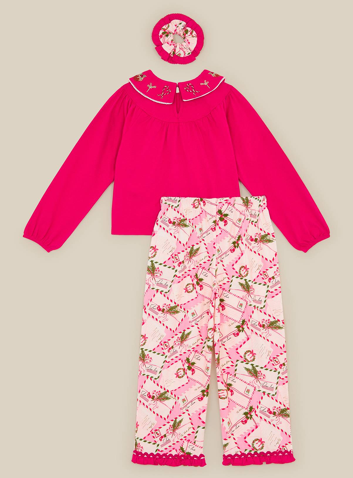 MONSOON Christmas Letter Long Pyjamas & Hair Scrunchie Set 7-8 years - Image 3