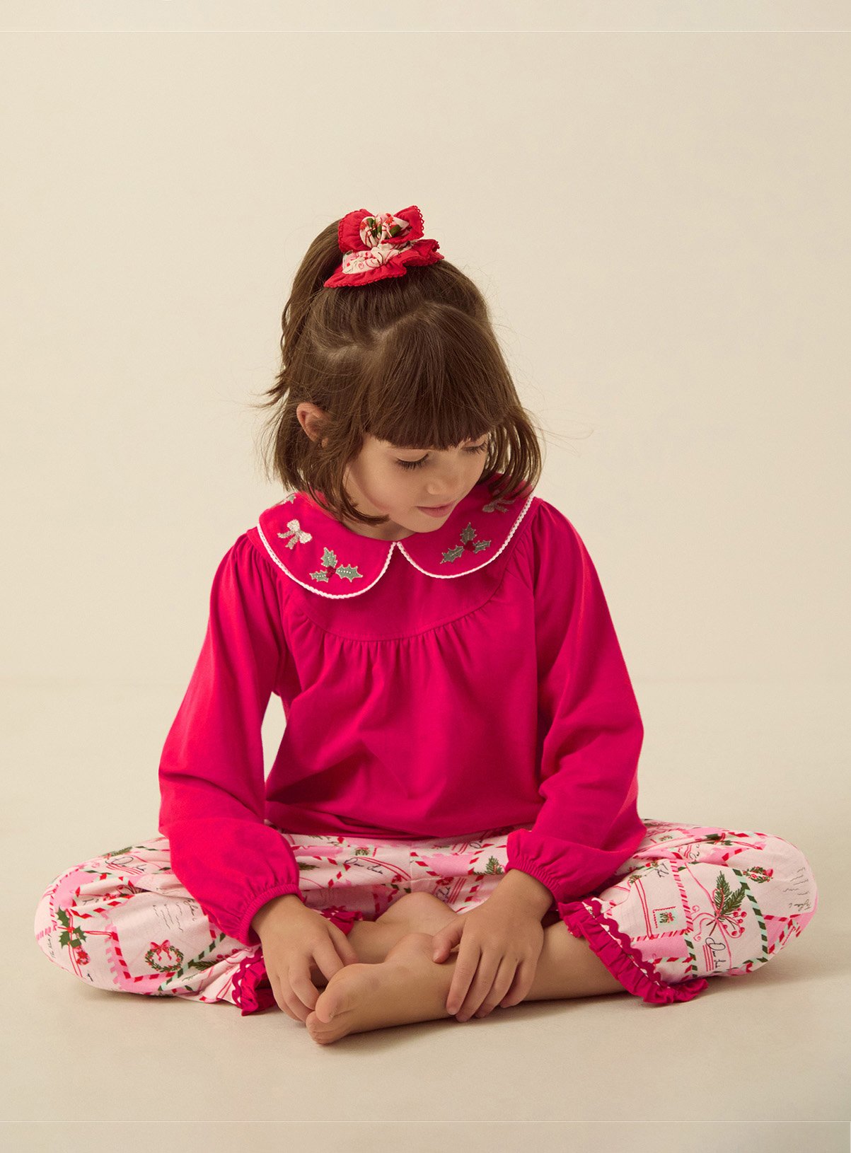 MONSOON Christmas Letter Long Pyjamas & Hair Scrunchie Set 7-8 years - Image 5 thumbnail