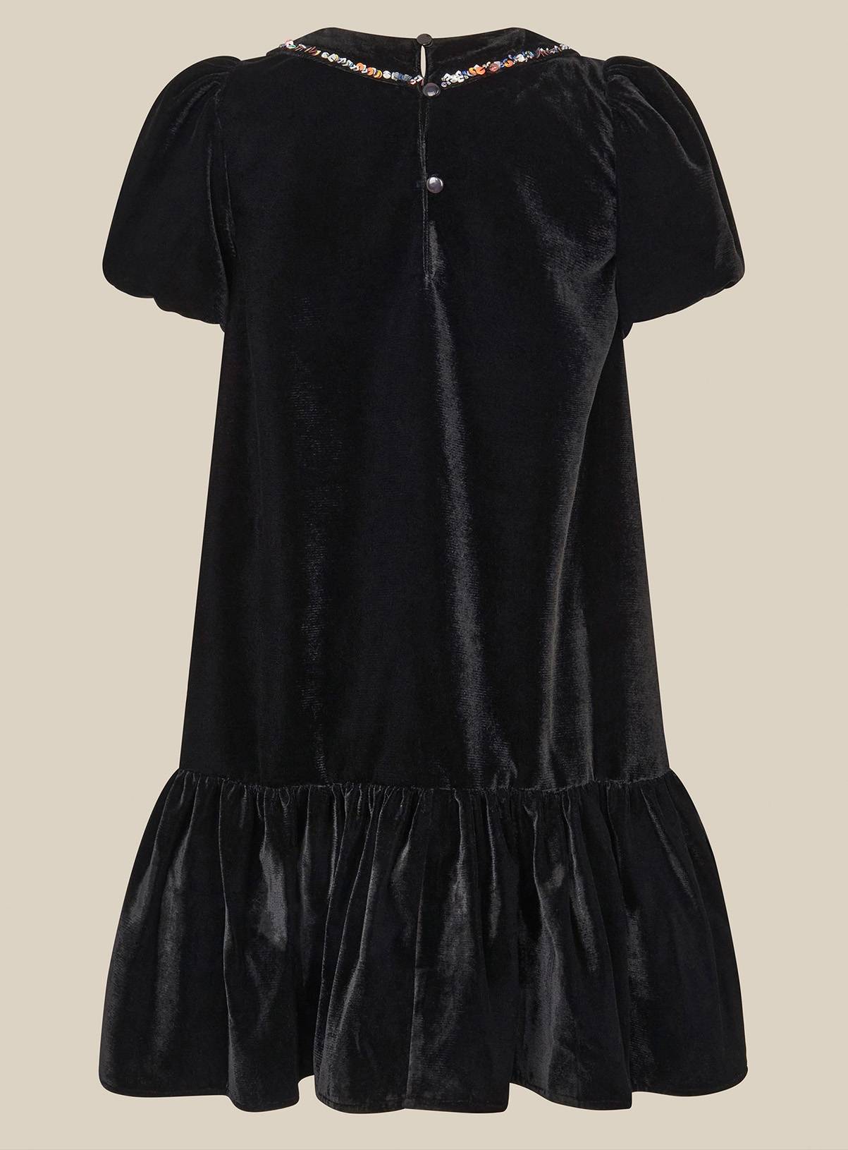 MONSOON Mara Sequin Bow Velvet Swing Dress 4 years - Image 2