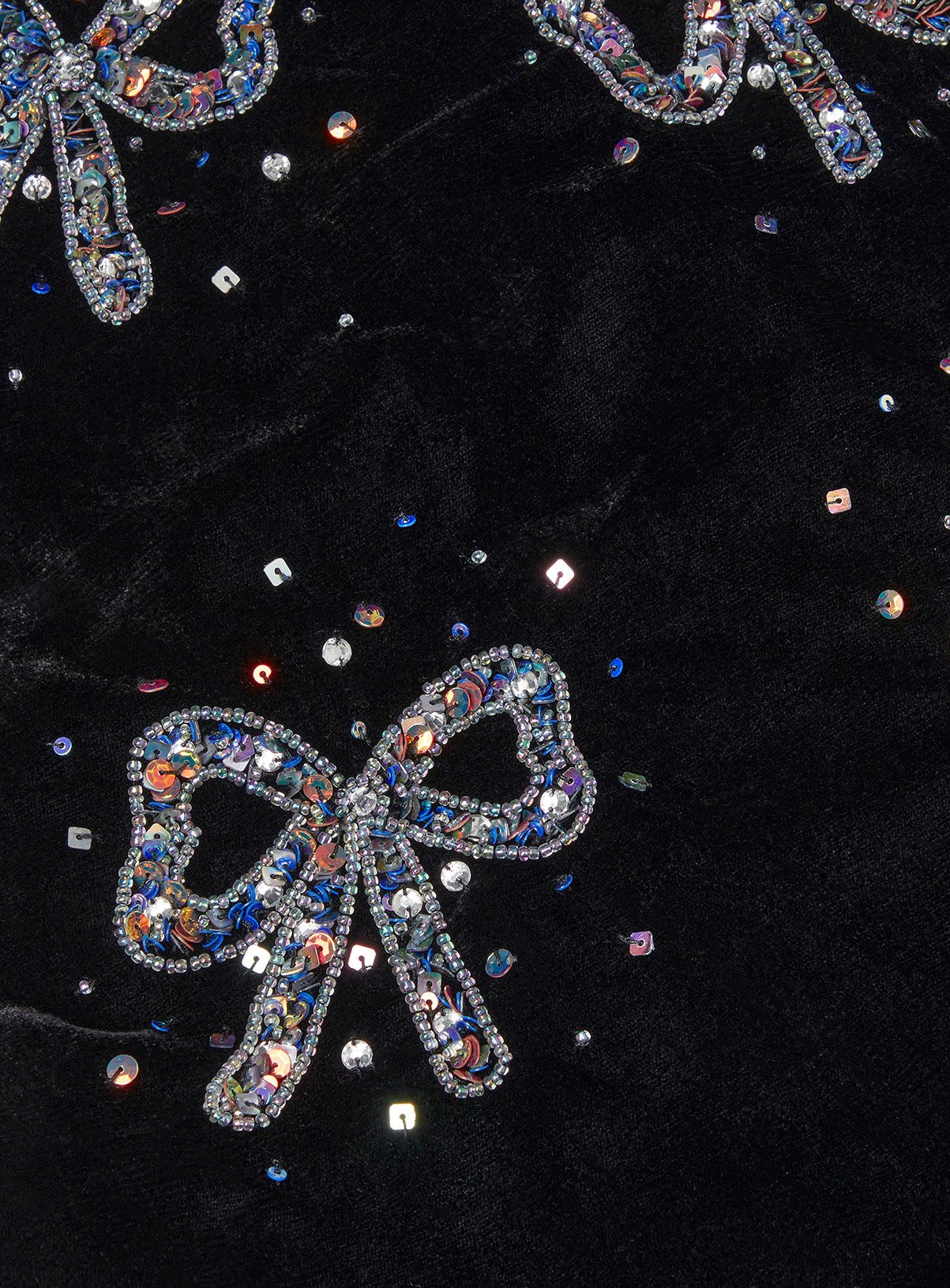 MONSOON Mara Sequin Bow Velvet Swing Dress 4 years - Image 3 thumbnail