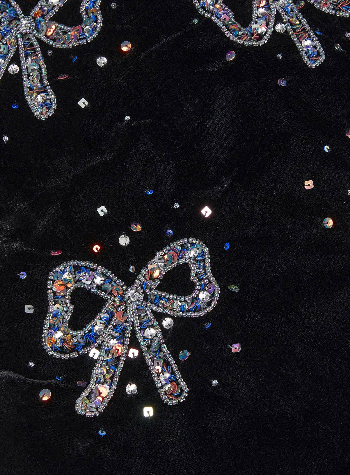 MONSOON Mara Sequin Bow Velvet Swing Dress 4 years - Image 3