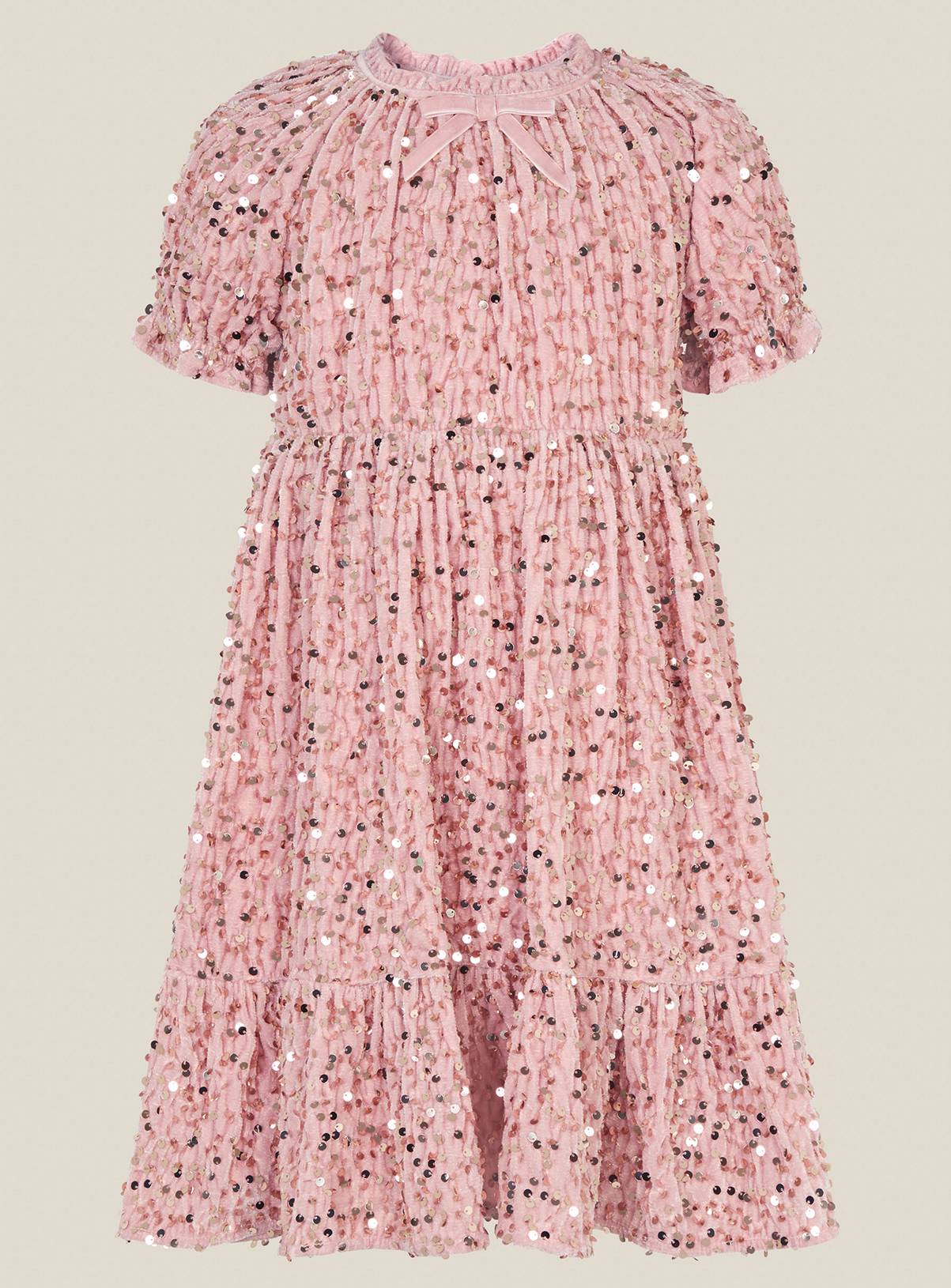 MONSOON Fenella Sequin Velvet Party Dress 3 years - Image 2