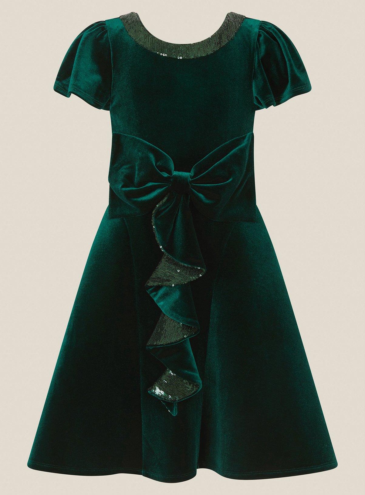 MONSOON Genevieve Sequin Bow Velvet Party Dress 4 years - Image 2 thumbnail