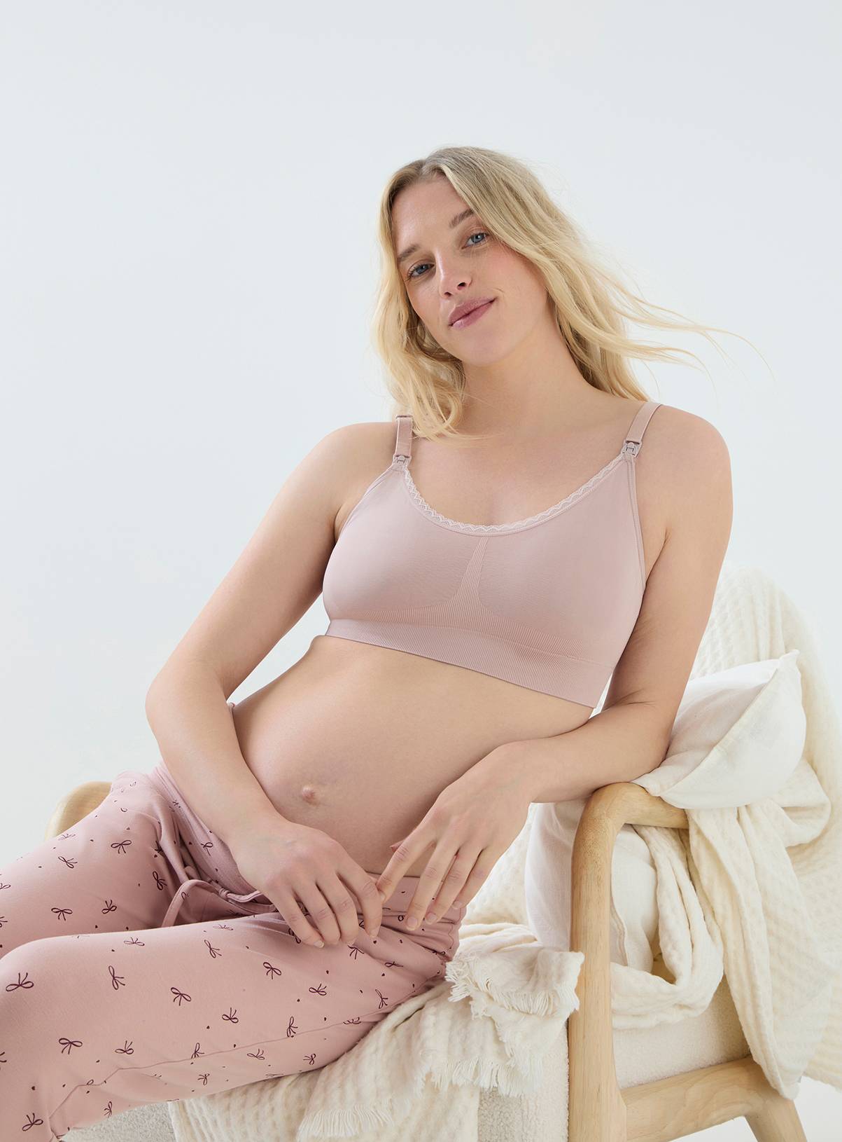 JOJO MAMAN BÉBÉ EJ Lace Trim Seamless Maternity & Nursing Bra L - Image 4