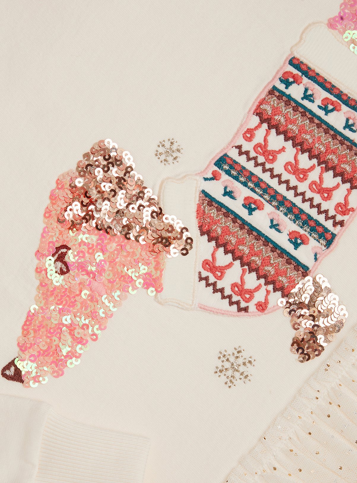 MONSOON Sequin Sausage Dog Christmas Sweatshirt 7-8 years - Image 3 thumbnail