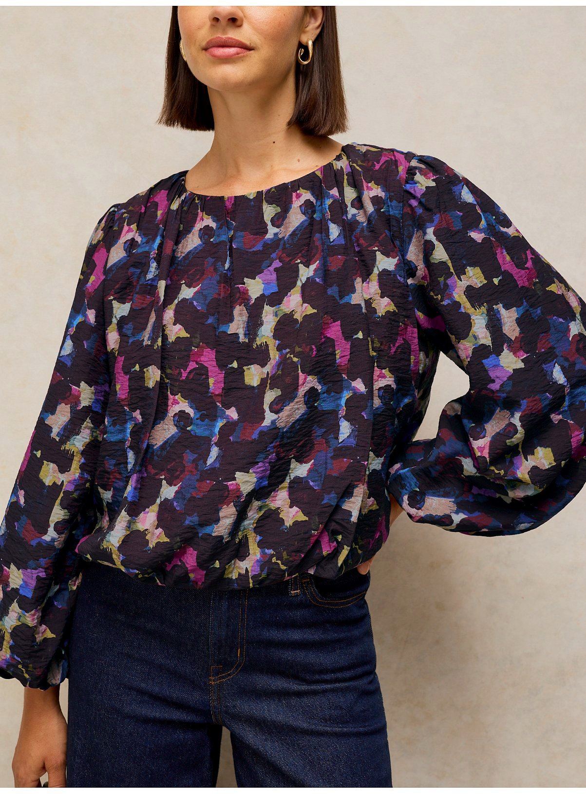 WHITE STUFF Lyra Bubble Hem Top 24 - Image 1 thumbnail