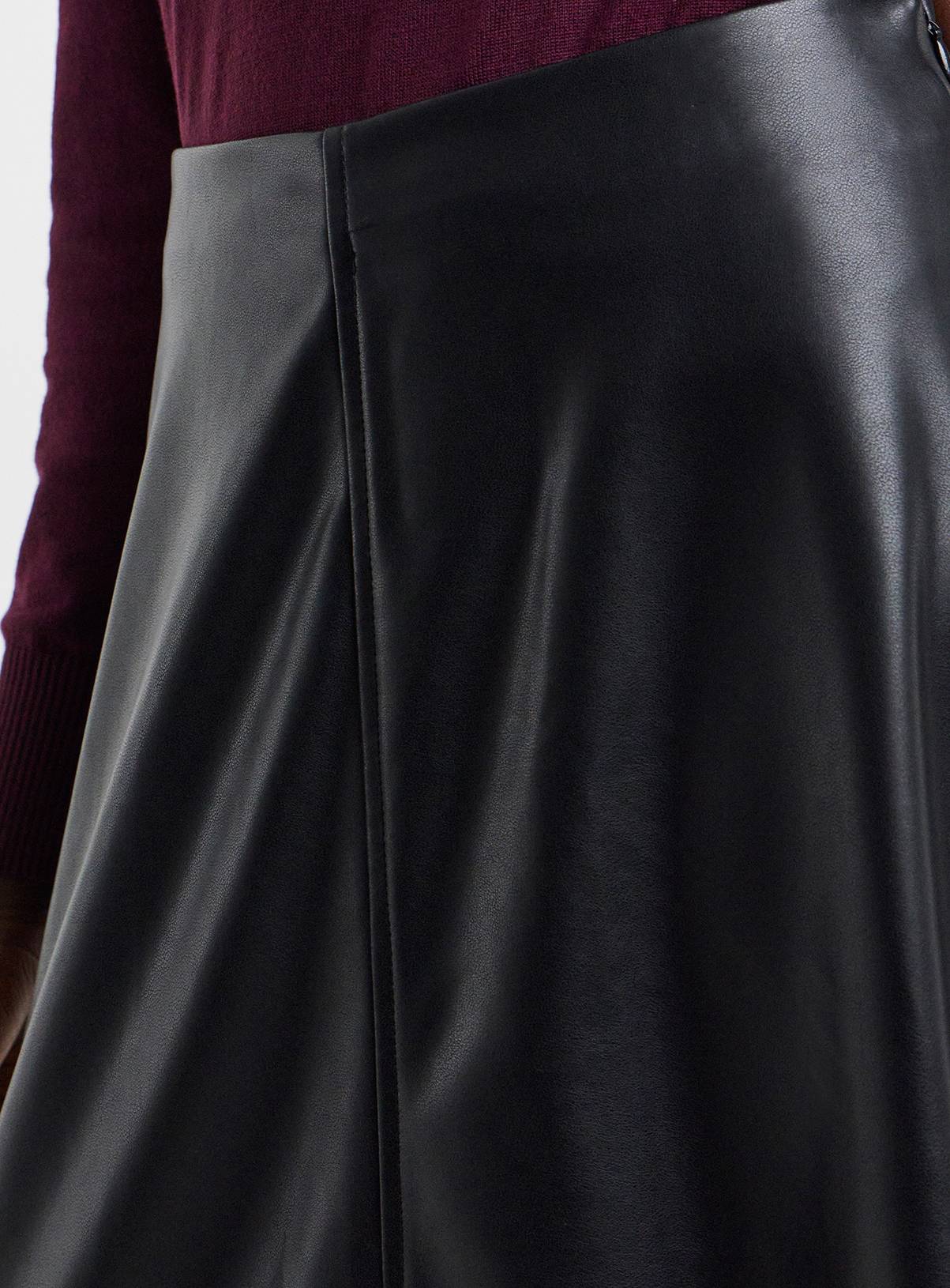 JD WILLIAMS Black PU Seam Detail Circle Skirt 14 - Image 4