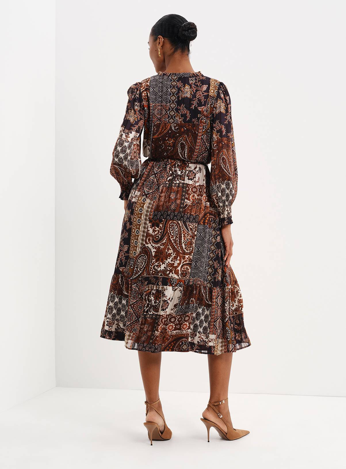 FINERY Kathleen Satin Stripe Chiffon Midi Dress 8 - Image 3