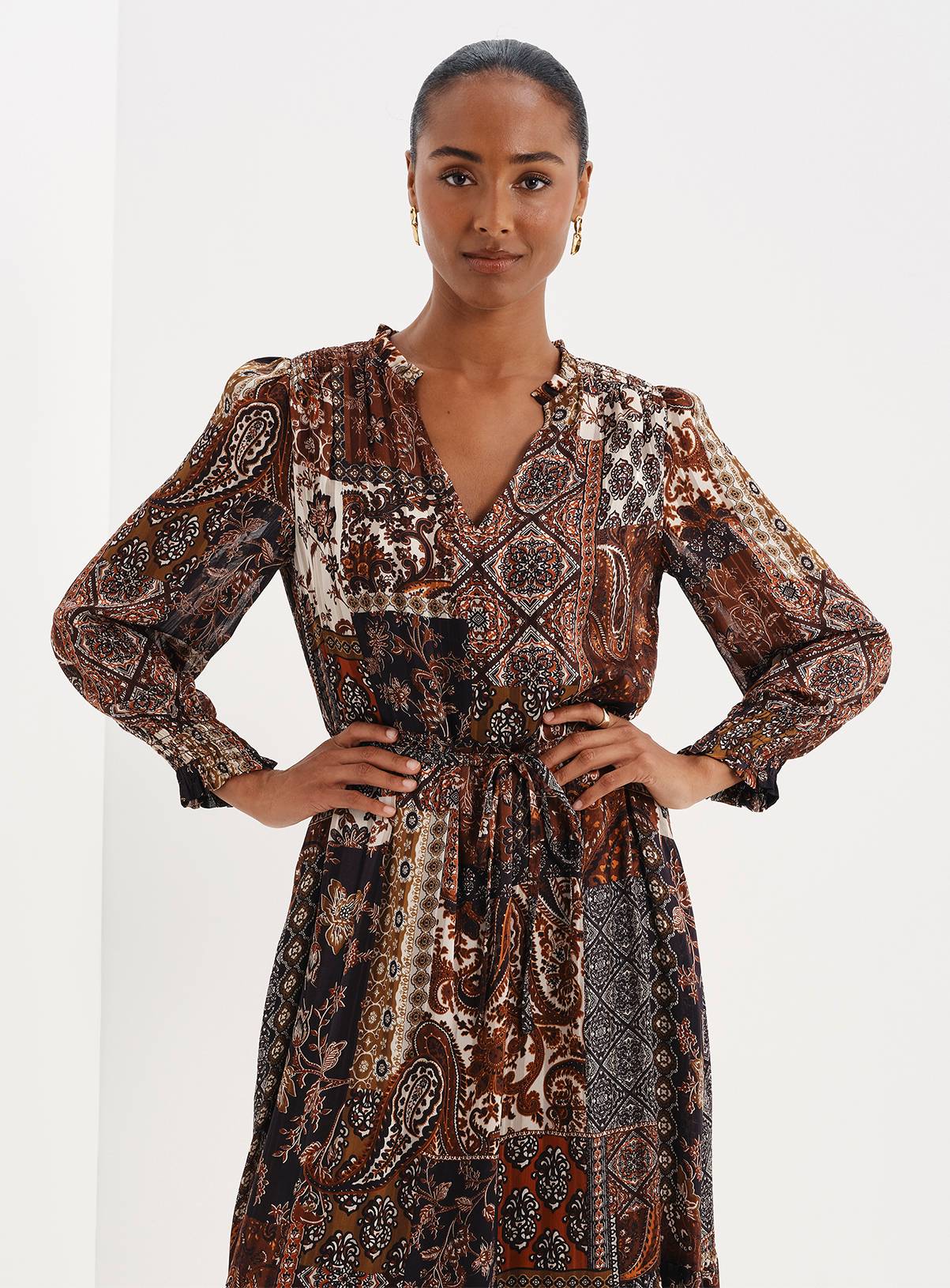 FINERY Kathleen Satin Stripe Chiffon Midi Dress 8 - Image 4