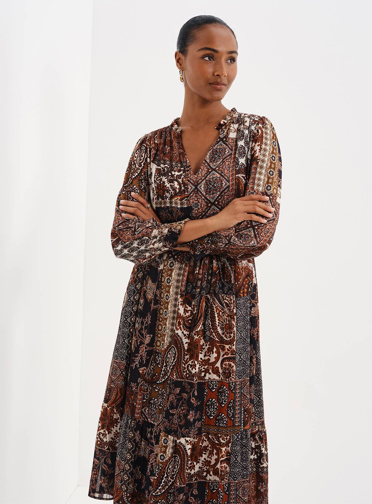 FINERY Kathleen Satin Stripe Chiffon Midi Dress 8 - Image 5