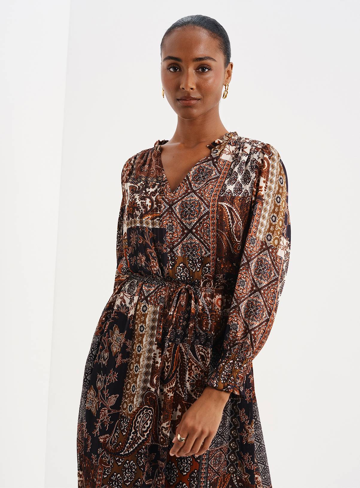 FINERY Kathleen Satin Stripe Chiffon Midi Dress 8 - Image 6