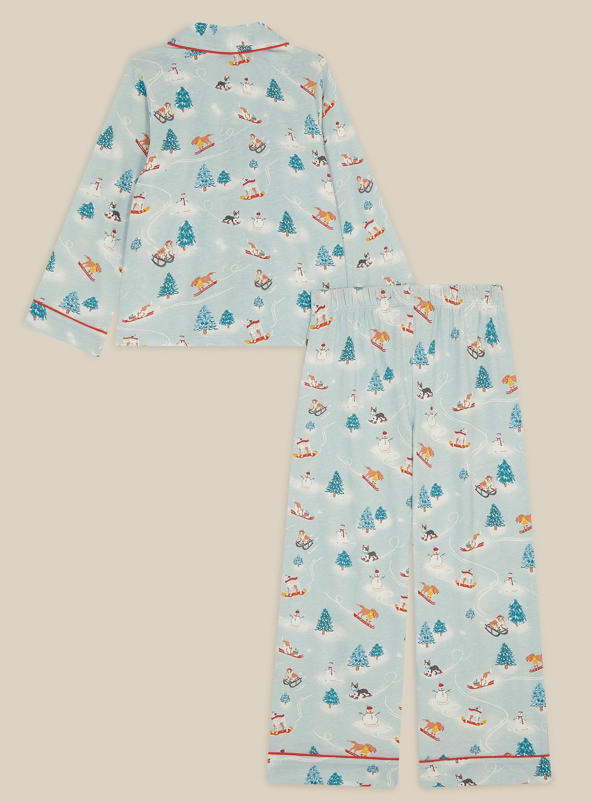 MONSOON Christmas Skiing Dog Long Pyjamas Set 12-18 Months - Image 3 thumbnail