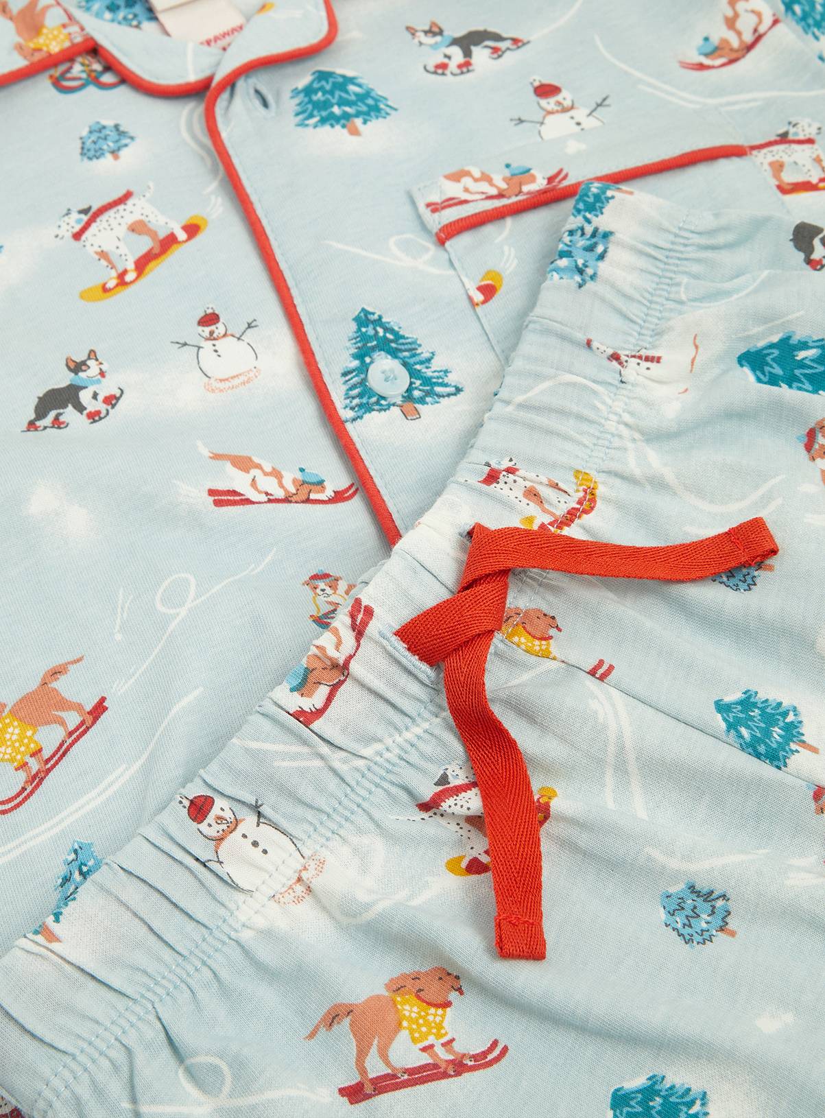 MONSOON Christmas Skiing Dog Long Pyjamas Set 12-18 Months - Image 4