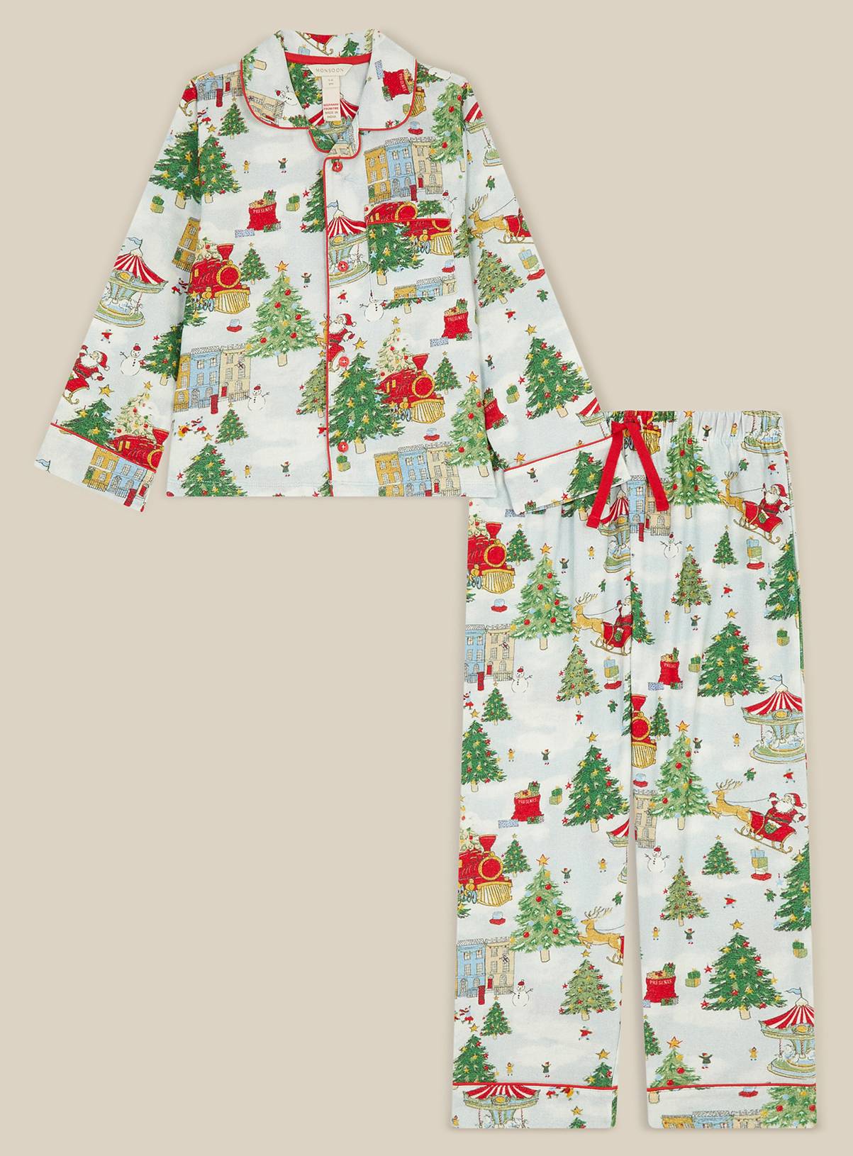 MONSOON Christmas Tree Long Pyjamas Set 2-3 years - Image 2