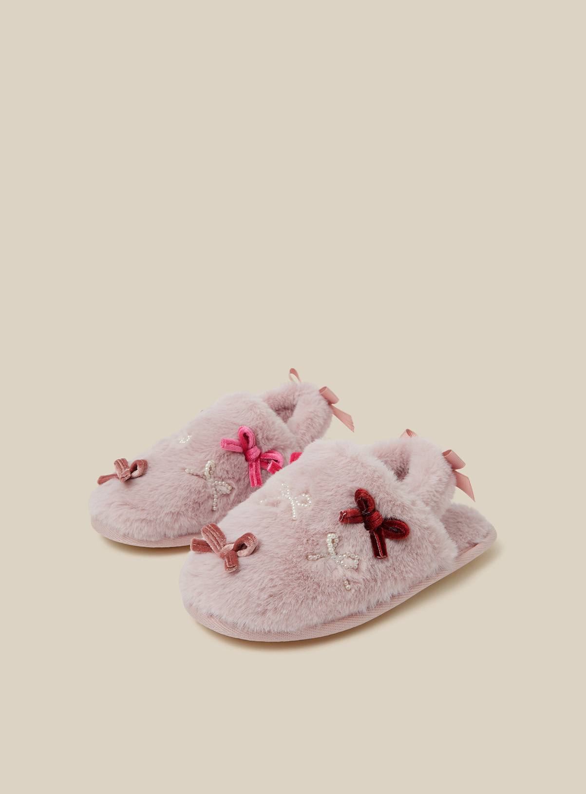MONSOON Bow Fluffy Slippers 11-12 years - Image 1