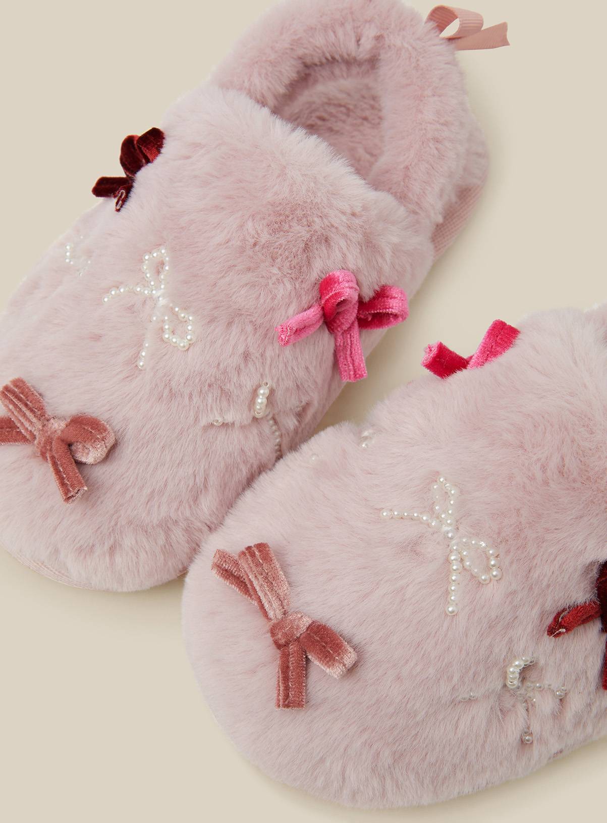 MONSOON Bow Fluffy Slippers 11-12 years - Image 3