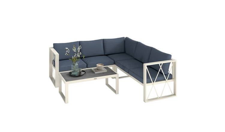 Outsunny 4 Piece Adjustable Corner Set with Removable Thick Cushions - Grey