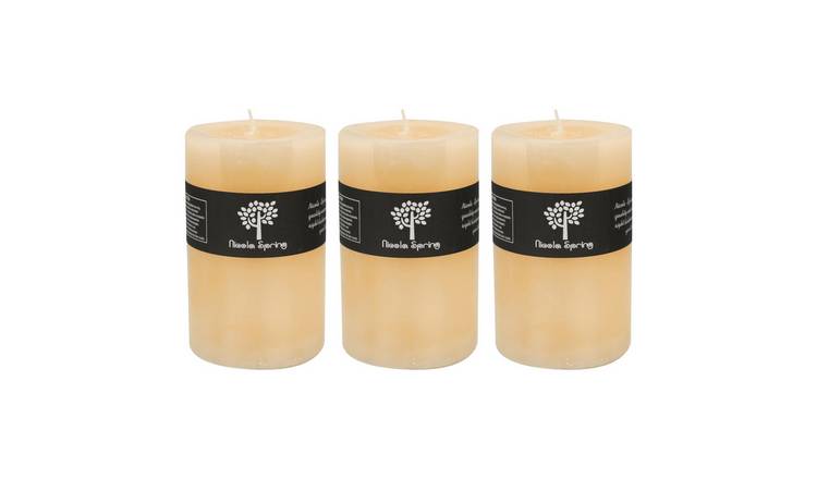 Nicola Spring 130ml Round Vanilla Pillar Candles Pack of 3 - Cream