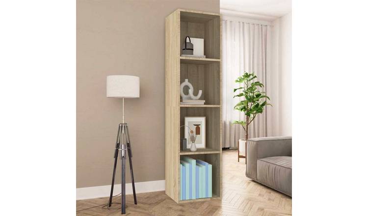 Walplus 4 Compartment Book Cabinet - Light Oak - 36 x 30 x 143 cm