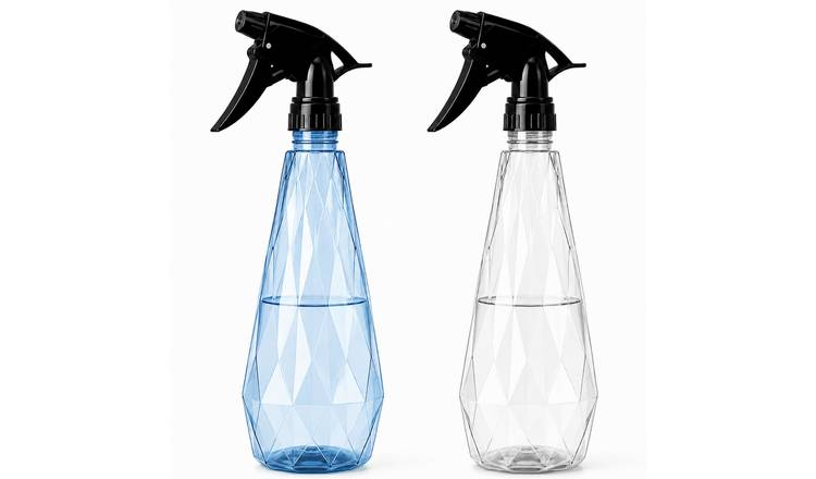 Keplin Plastic Trigger Spray Bottles - 600ml, 2 Pack - Blue And Clear