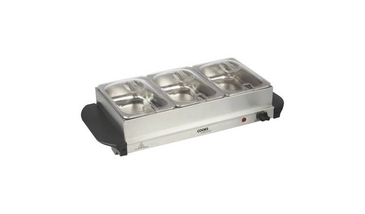 Cooks Professional 3 Section Buffet Warmer 4.5L with Hotplate Function - Silver