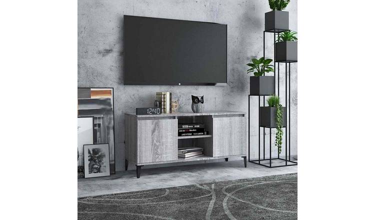 Walplus 2 Compartment TV Cabinet - Grey and Oak - 103.5 x 35 x 50 cm