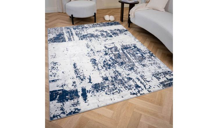The Rugs Navy Elaris Abstract Weathered Distressed Rug - 80 x 150cm