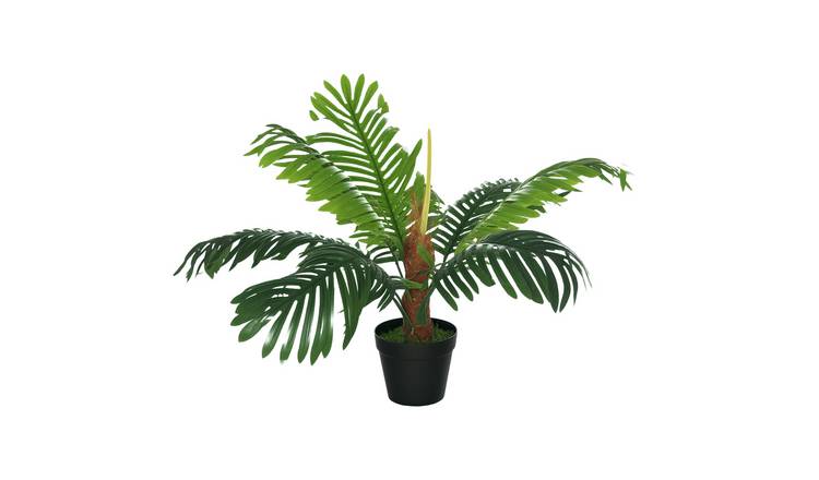Outsunny Artificial Palm Tree with Nursery Pot- Green