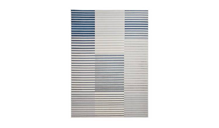 Mega Flooring Navy Modern Striped Rug - 200 x 290cm